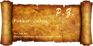 Pekker Zolna névjegykártya